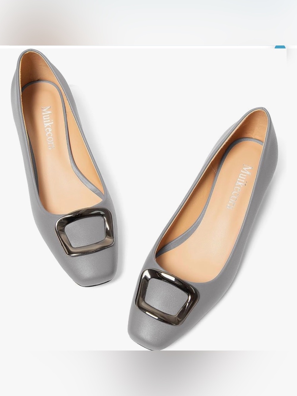 NEW Women's Matte Grey Square-Buckle Low Block Heel, Size 8